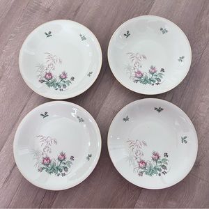 4 PCs H&C HEINRICH & COMPANY Germany Pink Roses Gold Trim 9" Soup Bowls Vtg Mint